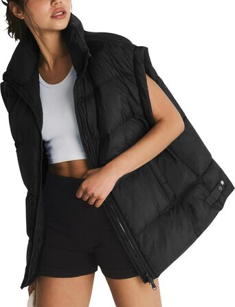 Легка степкова жилетка Fengbay з пухом та стоячим коміром для осені та зими (Чорний, M)