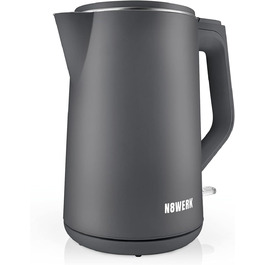 Електричний чайник з подвійними стінками Nordic Grey, 1.5 л, бездротовий, 2200 Вт, 360° обертання