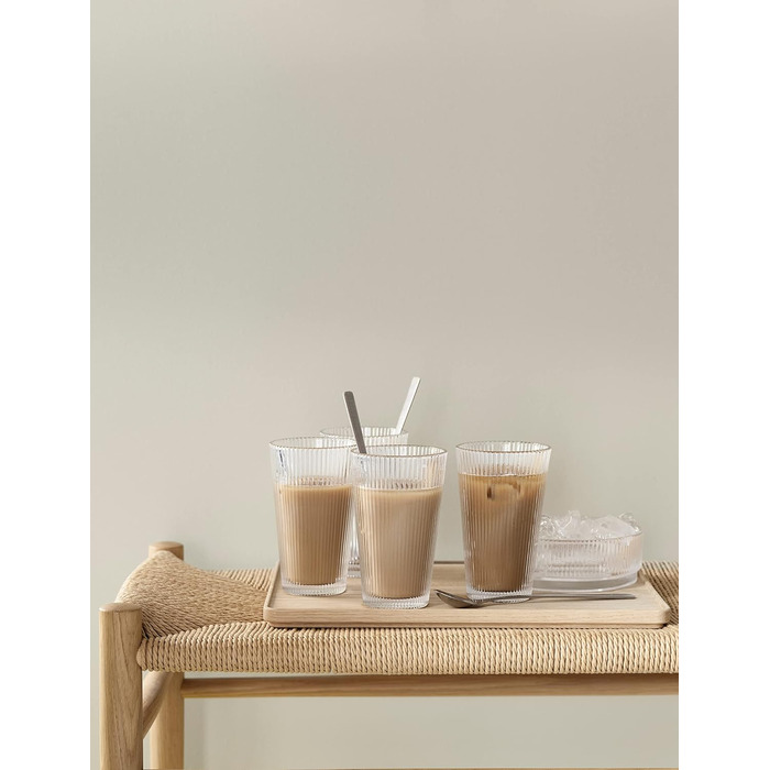 Stelton Pilastro Drinking Glasses - Ribbed Water Glasses Set - Dishwasher Safe, Stackable, for Hot & Cold Drinks - 350ml - Set of 4