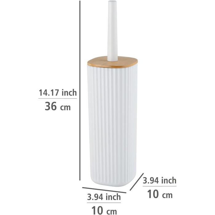 Набір для туалету WENKO Rotello: щітка та тримач з бамбуковим кришкою, білий/натуральний, Ø 10 x 36 см