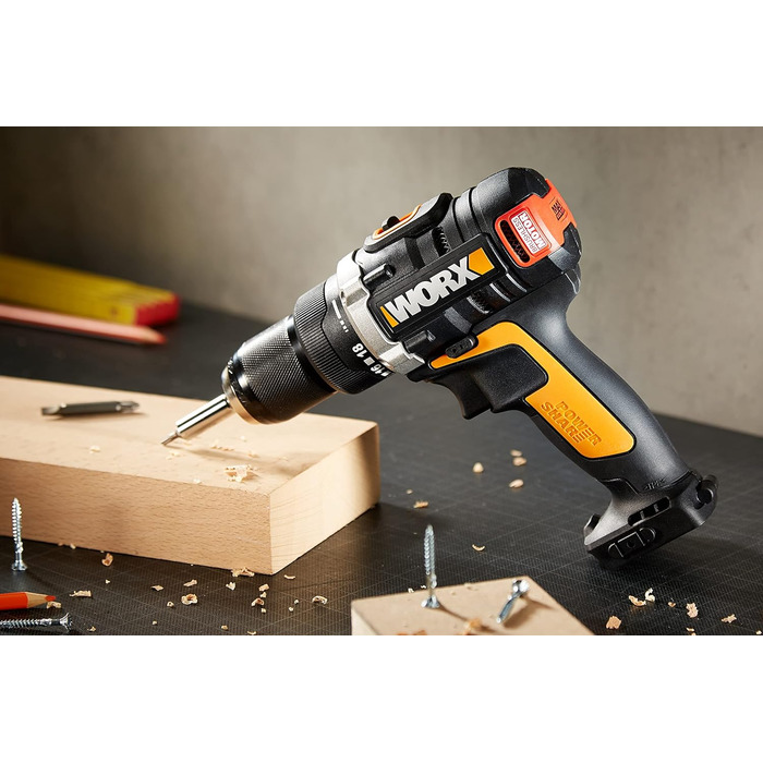 WORX WX175.9 Акумуляторний дриль-шуруповерт 20V – безщітковий, 60Nm, 2-швидкісний, з LED-підсвічуванням. Комплект для свердління та закручування (без акумулятора та зарядного пристрою)