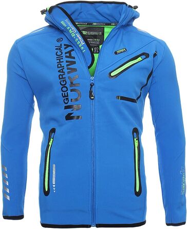 Чоловіча куртка Softshell Geographical Norway Royaute — водонепроникна, вітрозахисна зимова куртка з капюшоном для активного відпочинку, синя, розмір S