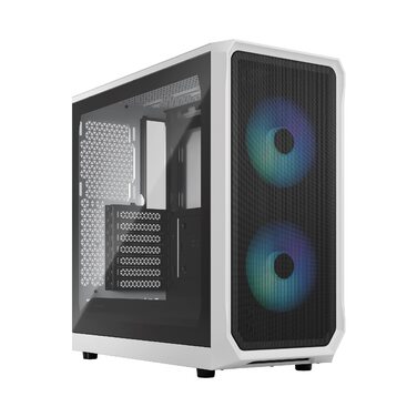 Корпус для ПК Fractal Design Focus 2 Black з темним склом, сітчаста передня панель, 2 вентилятори 140 мм (RGB White)