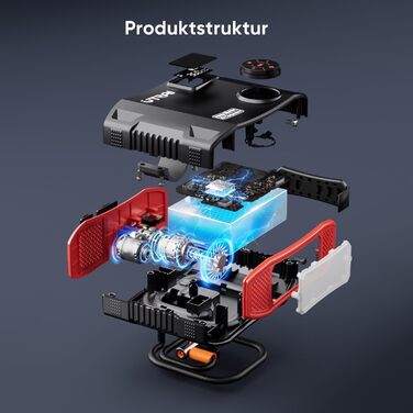 UTRAI 7000A Powerbank для запуску авто: 27000mAh, компресор, LED ліхтарик 1600 лм, QC3.0, 160W DC, для бензинових та дизельних двигунів (12L)