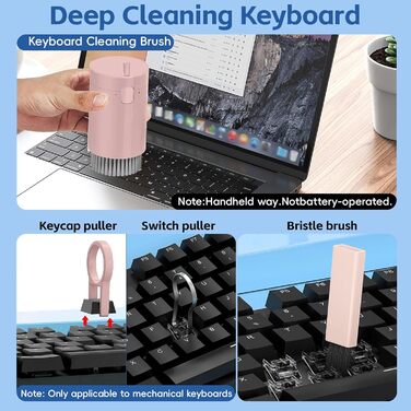 Набір для чищення екрану ноутбука 20-в-1: для MacBook, AirPods, телефону, планшета, ПК, монітора, камери (рожевий)