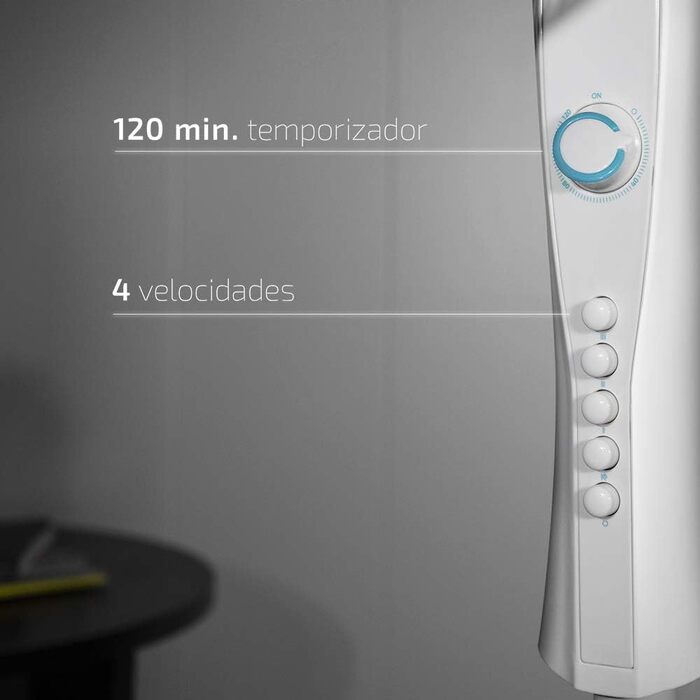 Стеляний вентилятор Cecotec EnergySilence Aero 450 з підсвічуванням, 50 Вт, діаметр 106 см, 4 лопаті, 3 швидкості, функція обігріву