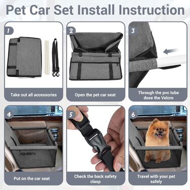 Автокрісло для собак на заднє сидіння, Oxford, дихаючий матеріал, миється, для собак маленьких та середніх порід, темно-сірий