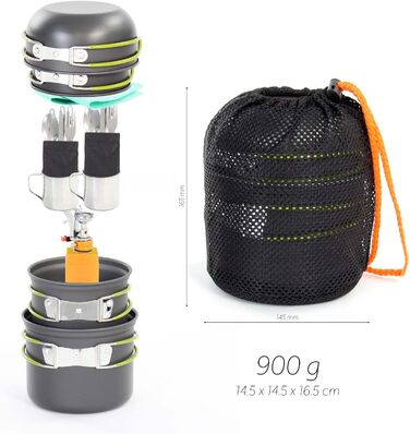 Набір посуду для кемпінгу: 16 предметів, котел, посуд для приготування їжі на відкритому повітрі