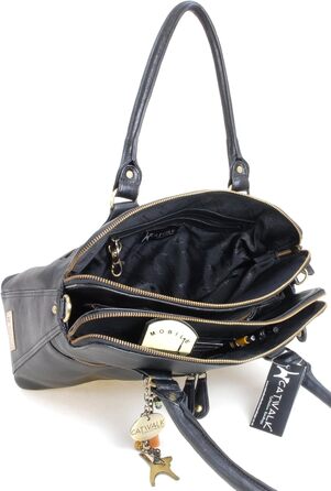 Сумка жіноча шкіряна Catwalk Collection Victoria чорна - велика сумка-тоут через плече з відстібним ременем