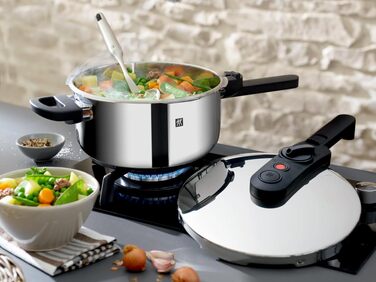 Скороварка Zwilling EcoQuick II, 6 л, 22 см, нержавіюча сталь, для всіх типів плит включаючи індукційні, срібляста