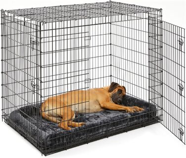 Кія для собак Ginormous SL54DD Midwest Homes for Pets з подвійними дверцятами, чорна, для великих порід (Дог, Мастиф, Бернез)