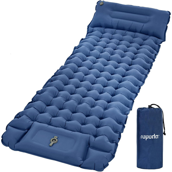 ROPODA Self-Inflating Camping Mat with Pillow & Foot Pump - Lightweight Waterproof Sleeping Pad for Outdoor, Camping & Hiking