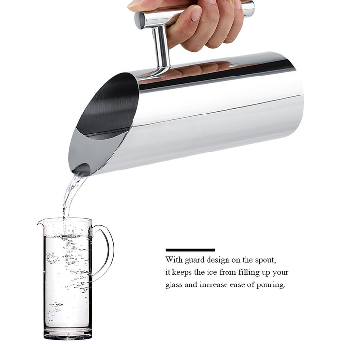 Water Pitcher with Ice Protection, Stainless Steel Water Pitcher, Iced Tea Pitcher, Beverage Carafe for Home Office, Hotel Serving Tool (1.5L)