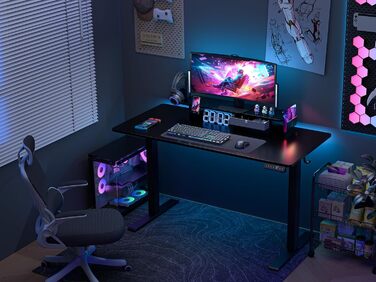 Electric Standing Desk with Drawers | Adjustable Height Desk with Monitor Stand & Phone Holder for Home Office & Office | 120x60cm Black