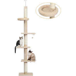 Комплекс для котів PAWZ Road, 5-ярусний, з драбиною, з когтеточкою, ліжком та іграшками, бежевий