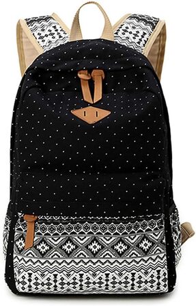 Жіночий/Дівчачий рюкзак у стилі vintage з кольоровими смужками. Чорний канвасний рюкзак для підліток, дівчат та студентів