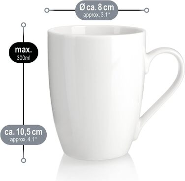 Набір керамічних чашок Com-Four® 6 шт. 350 мл - чайник для гарячих та холодних напоїв, 12 шт. - сучасний дизайн, кольорові ручки, блакитний/зелений/сірий