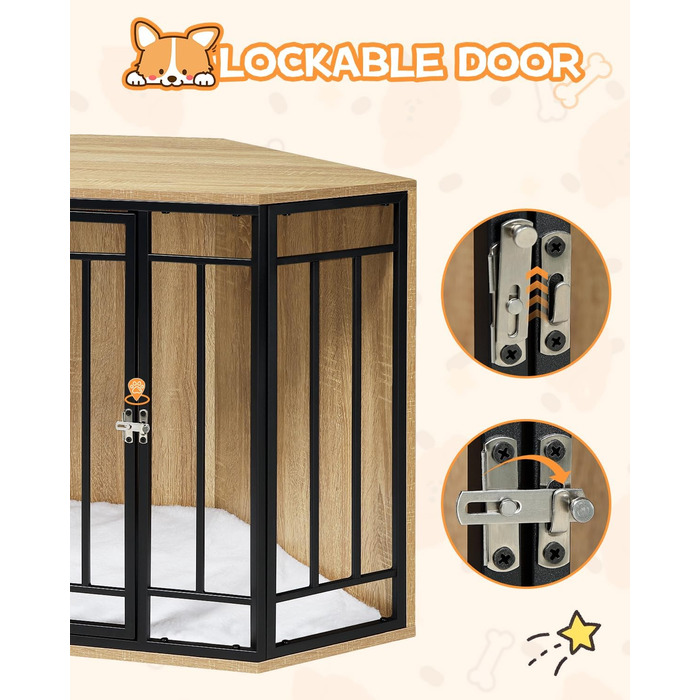 Клітка для собак EUGAD, собача будка для дому, металева, 111x67x60 см, з подушкою