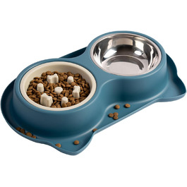 Миска для собак Jestrem 3-в-1: повільне годування, неслизька підставка, нержавіюча сталь. Підходить для собак великих, середніх та малих порід