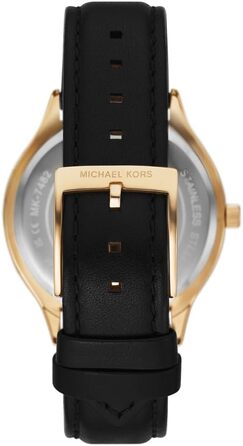 Жіночий годинник Michael Kors Slim Runway кварцовий, 38 мм, шкіряний ремінець (чорний та золотий)