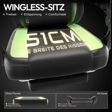 Ігровий крісло Dowinx з PU-шкіри, ергономічний дизайн, масаж, підтримка попереку, до 150 кг, світло-зелений