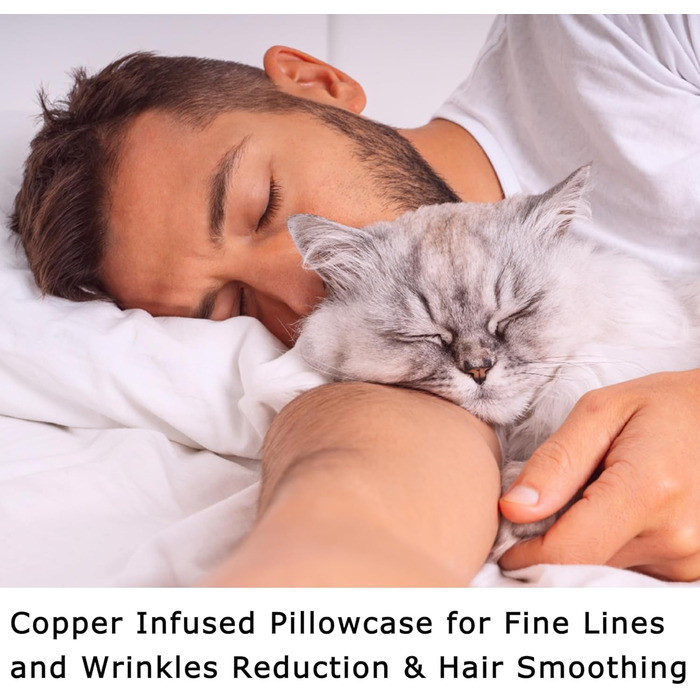 Pillowcase for Acne-Prone Skin – Anti-Acne Copper Bamboo Pillowcase, Hypoallergenic, Standard Size, 20 x 26 inches (50.8 x 66 cm), Cooling Silky Satin Pillowcase for Hair and Skin, 1 Piece