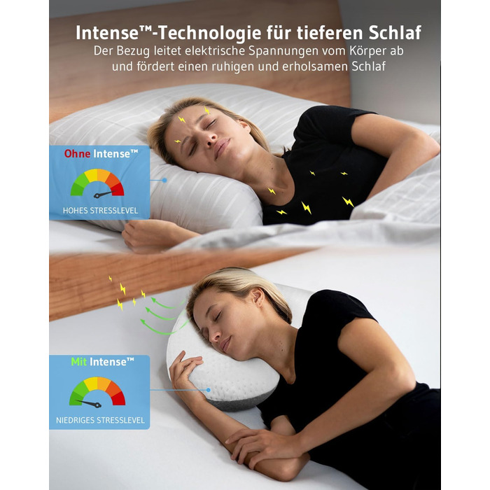 Third of Life Orthopedic Side Sleeper Pillow Twist with innovative Intense cover, Memory Foam Pillow against neck pain, Ergonomic pillow for side sleepers & allergy sufferers