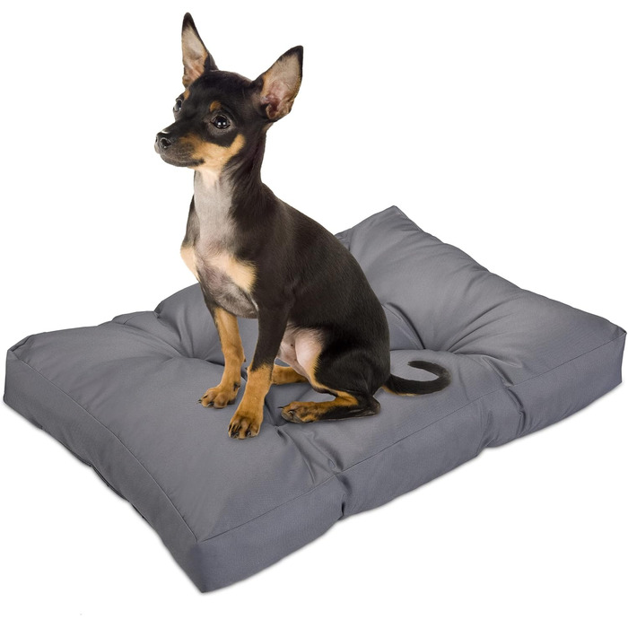 Крісло-лежанка для собак Relaxdays, 110 x 90 см, м'який лежак для великих собак, водовідштовхувальний, можна прати, килимок для тварин (Сірий, L 50 x B 75 x H 10 см)