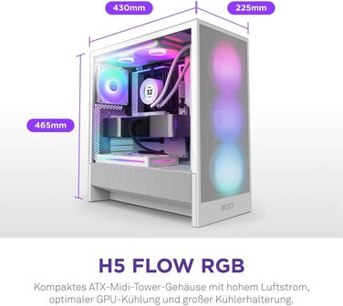 Корпус ПК NZXT H5 Flow White - Mid-Tower з високою вентиляцією та RGB підсвіткою