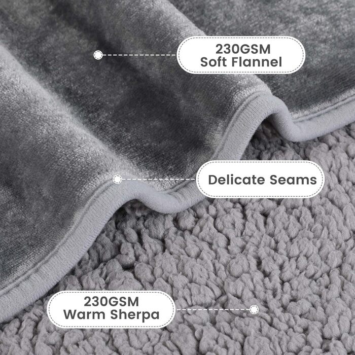 PETTOM Плед для собак і котів з флісу, водовідштовхуючий, 152 x 127 см (Сірий + Темно-сірий)