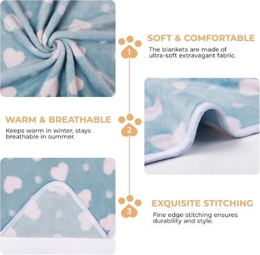 М'яка ковдра для собак та котів Luciphia: тепла флісова ковдра 3 шт. 104*76 см (76*52 см, Love Dot)