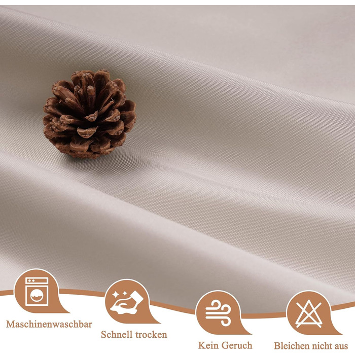 Штора для душу EurCross 180x200 см, текстильна, водонепроникна, бежева. З антигрибковим покриттям, машинне прання, з 12 кільцями