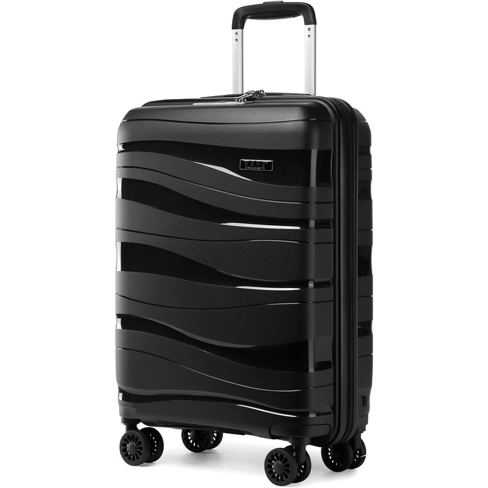Чемодан-валіза KONO 55 см: легкий, з TSA замком та 4 колесами (чорний)