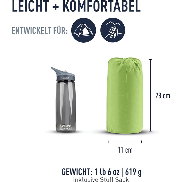 Килимок туристичний Sea to Summit Comfort Light Self Inflating - Green, Small