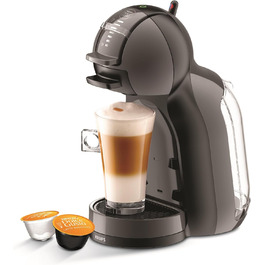 Кавомашина NESCAFÉ Dolce Gusto Mini Me від Krups, чорна/антрацитова, KP1238. Автоматична капсульна кавомашина з 15 Bar тиском, об'єм резервуару 0,8 л, режим Eco. Приготування гарячих та холодних напоїв.