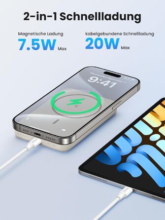Повербанк UGREEN Zapix MagSafe 10000mAh 20W з підтримкою бездротової зарядки 7.5W та портом USB-C, бежевий