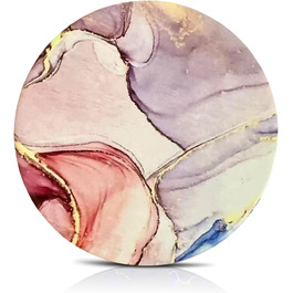 Guruji Divinity Absorbent Ceramic Stone Coasters, Set of 6, with Cork Bottom, Funny Drink Coasters with Holder for Cold Drinks, Wine Glasses and Cups, Table Protector, 10.2 cm (Purple) (Glossy - Multicolor)