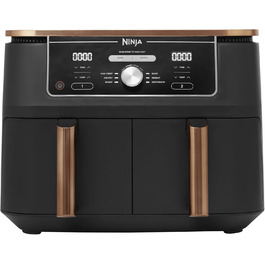 Фритюрниця Ninja Foodi MAX Dual Zone, 9.5 л, 6-в-1, без олії, чорний/мідний, антипригарне покриття, 8 порцій