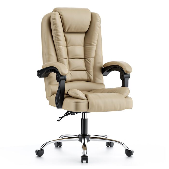 Крісло для офісу та дому Naspiro Chefsessel: ергономічне, з високою спинкою, регульоване по висоті, з підлокітниками, функція нахилу, обертове, хакі (без підставки для ніг)