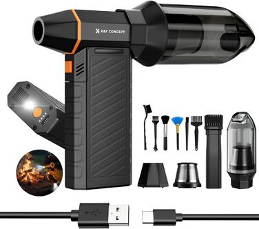 Електричний повітряний пилосос K&F CONCEPT 300000 обертів/хв | Акумуляторний міні-вентилятор з 3 режимами | Безщітковий двигун для глибокого очищення ПК, клавіатур, авто та зовнішніх поверхонь
