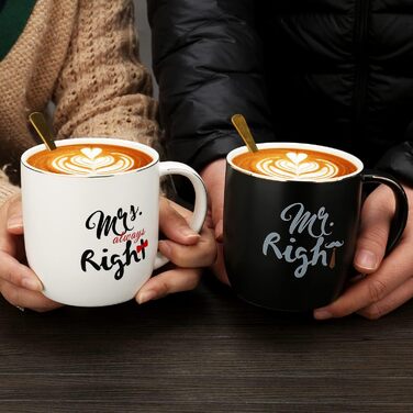 Coffee mugs with the inscription 'Mr and Mrs', wedding gift for bride and groom, bridal party, engagement gift, anniversary gift, for couples, 340 ml, ceramic-marble mugs