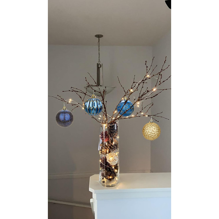 Набір прикрас для ялинки 92 шт. – Стійкі до пошкоджень ялинкові кулі блакитного та золотого кольорів – прикраси для ялинки, вінка, різдвяний декор