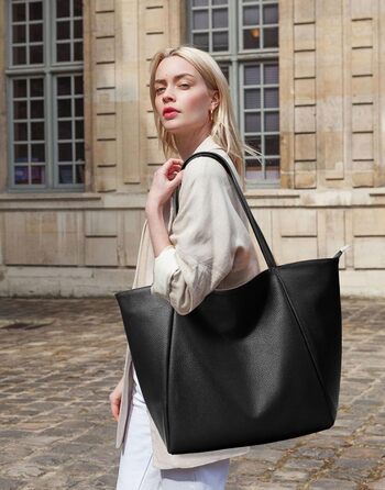 Сумка жіноча KALIDI шопер велика шкіряна чорна для роботи, покупок, навчання