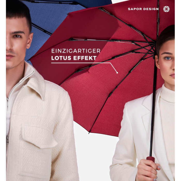 Sapor Design Premium Umbrella with Lotus Effect | Stormproof, windproof, open/close automatic | Elegant & stylish umbrella | Stylish compact umbrella (Umbrella) | ICONIC Black - Iconic