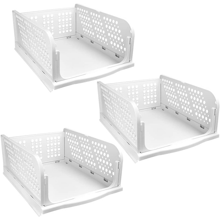THATSRAD 3-Tier Drawer Box Closet Drawer Boxes Stackable Shelf for Closet Interior Foldable Storage Boxes Drawer White Stackable Drawers for Clothes Bedroom Kitchen Bathroom