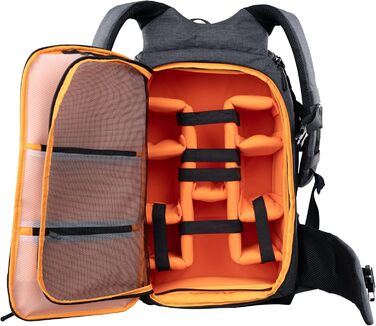 Рюкзак для фототехніки Dörr Prag Pro 20L та Prag Go 16L, водонепроникний, з відділенням для ноутбука 16 дюймів, для дзеркальних/зеркалоподібних камер, гнучкою внутрішньою перегородкою, тримачем для штатива, дронів, міцний та легкий, сірий