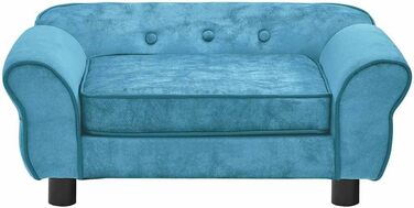 Софа для собак VidaXL, темно-блакитна, 72x45x30 см, плюшеве ліжко для собак та котів