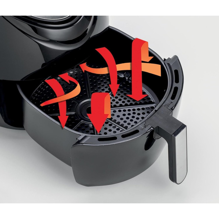 Ariete Air Fryer XXL 4618, Hot Air Fryer 7 Liter, 60-Minute Timer, LCD and Touchscreen with 7 Cooking Levels, Maximum Temperature 200° C, Capacity 2.5Kg, 1800W, Black Black