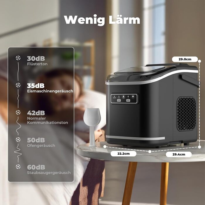 Acmeenjoy Ice Maker - Self-Cleaning Ice Machine for Kitchen, Bar, Office & Party - Makes 9 Ice Cubes in 6-8 Minutes, 12KG in 24H