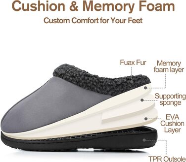 Чоловічі халапи з замші з піною з пам'яті, для дому та вулиці, теплі зимові халапи з неслизькою підошвою, подарунок для чоловіків, подарунок для нього, подарунок для тата (Сірий, 40/41 EU)